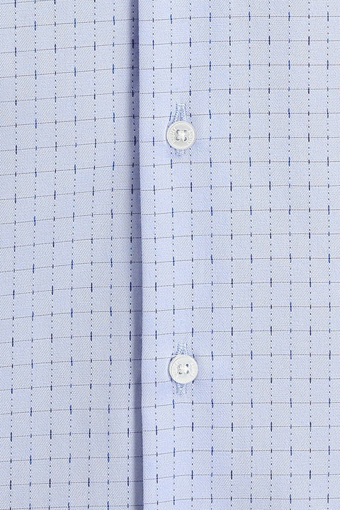 Açık Mavi Uzun Kol Slim Fit Dar Kesim Desenli Gömlek