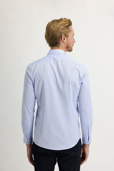 Açık Mavi Uzun Kol Slim Fit Dar Kesim Desenli Gömlek