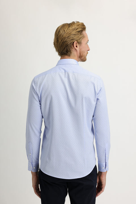 Açık Mavi Uzun Kol Slim Fit Dar Kesim Desenli Gömlek