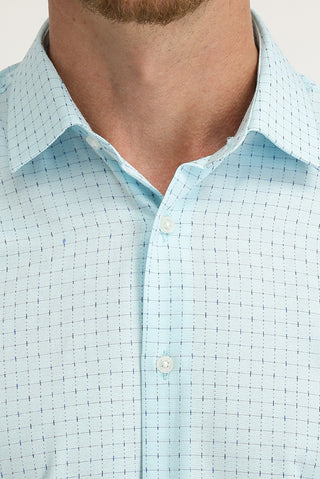 Su Mavisi Uzun Kol Slim Fit Dar Kesim Desenli Gömlek