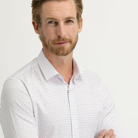 Beyaz Uzun Kol Slim Fit Dar Kesim Desenli Gömlek