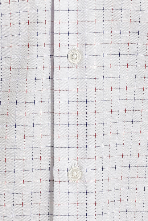 Beyaz Uzun Kol Slim Fit Dar Kesim Desenli Gömlek