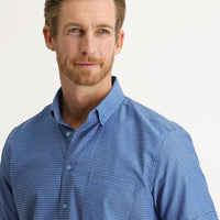 Koyu Mavi  Kısa Kol Regular Fit Desenli Gömlek