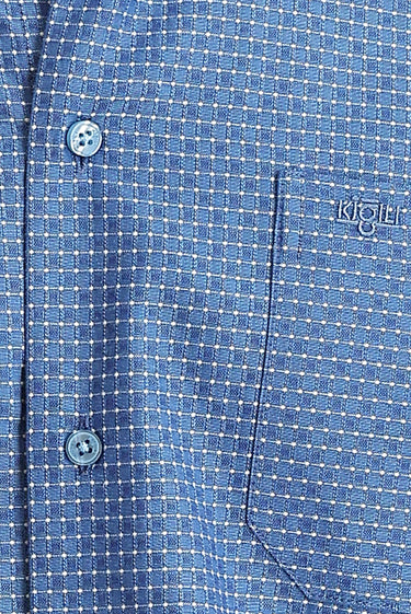 Koyu Mavi  Kısa Kol Regular Fit Desenli Gömlek