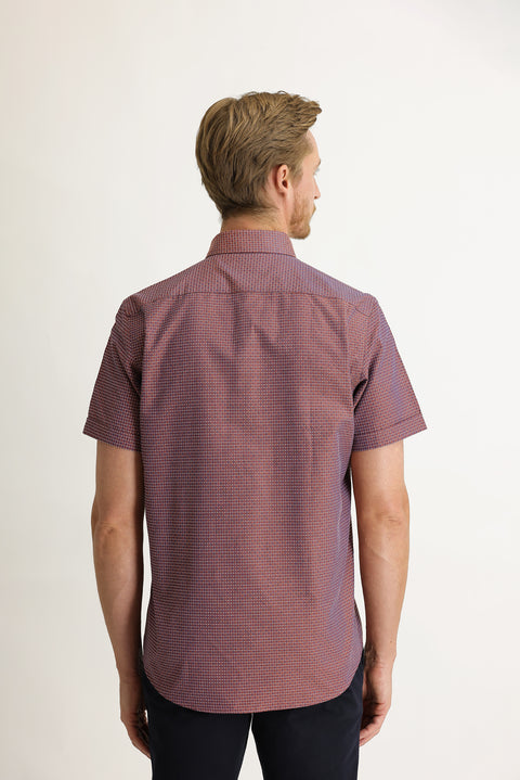 Orta Turuncu Kısa Kol Regular Fit Desenli Gömlek