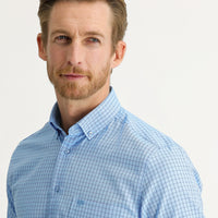 Aqua Mavisi Kısa Kol Regular Fit Desenli Gömlek