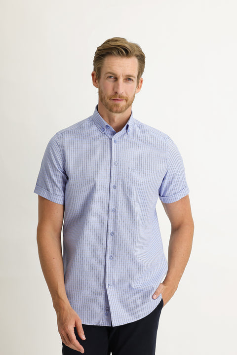 Lila Kısa Kol Regular Fit Desenli Gömlek