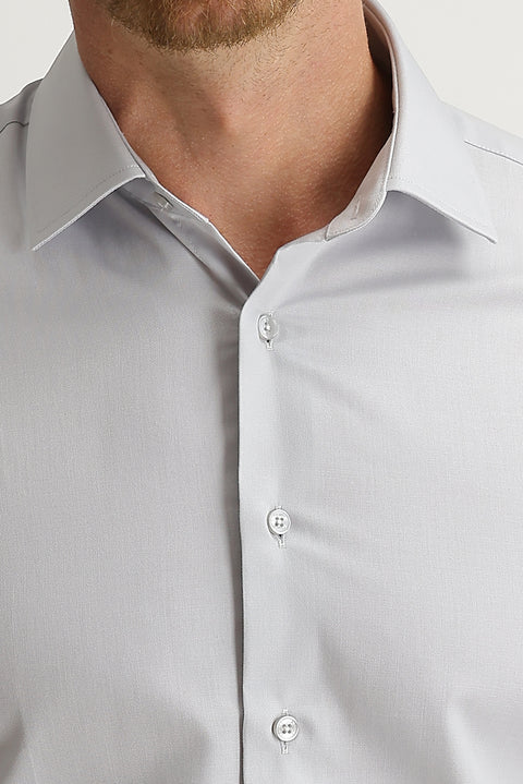 Medium Grey Long Sleeve Slim Fit Narrow Cut Non-Iron Shirt