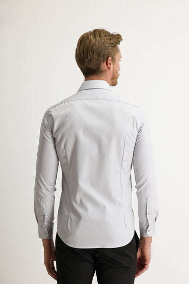  Orta Gri Uzun Kol Slim Fit Dar Kesim Non Iron Gömlek