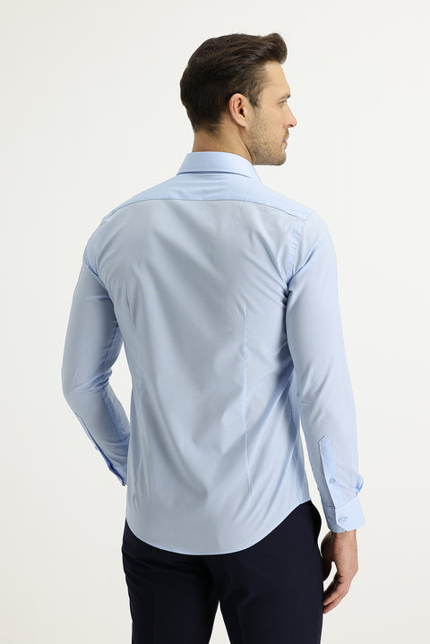 Uçuk Mavi Uzun Kol Slim Fit Dar Kesim Klasik Pamuklu Gömlek