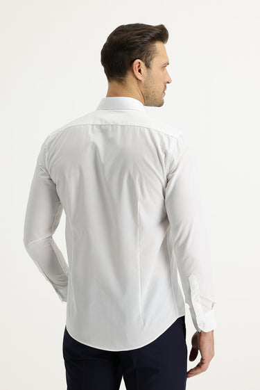 Beyaz Uzun Kol Slim Fit Dar Kesim Klasik Pamuklu Gömlek