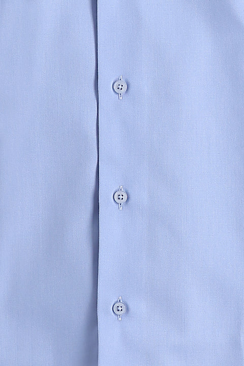 Açık Mavi Uzun Kol Slim Fit Dar Kesim Klasik Non Iron Pamuklu Gömlek