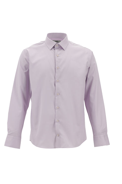 Lila Uzun Kol Slim Fit Dar Kesim Klasik Non Iron Saten Pamuklu Gömlek