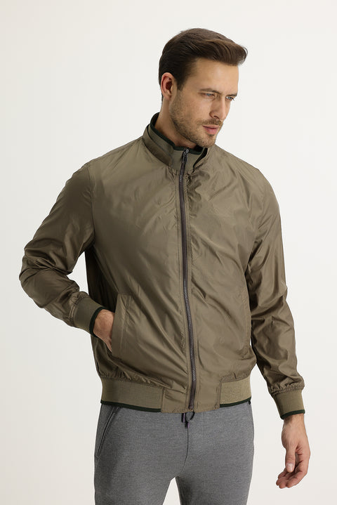 Medium Khaki Seasonal Ribbed Jacket