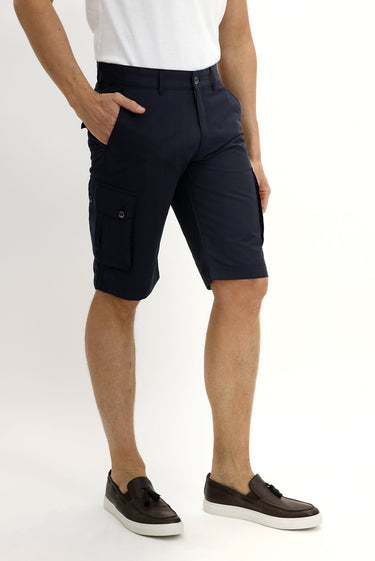 Koyu Lacivert Slim Fit Dar Kesim Bermuda Şort