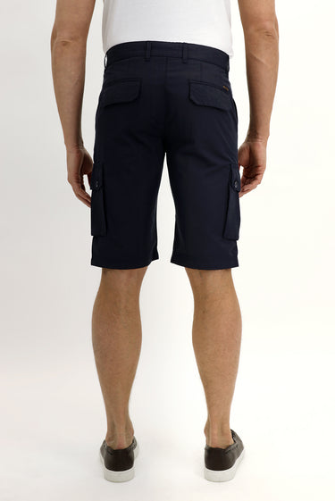 Koyu Lacivert Slim Fit Dar Kesim Bermuda Şort