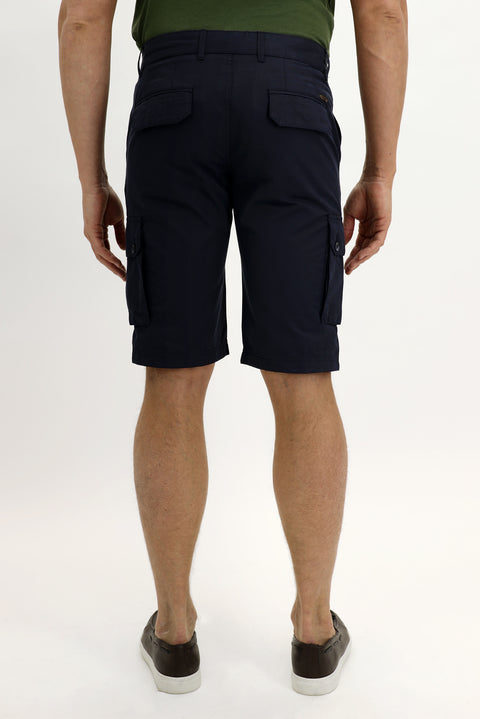 Koyu Lacivert 7 Drop Slim Fit Dar Kesim Bermuda Şort