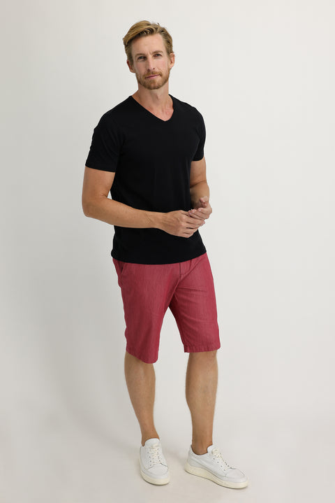 Açık Kırmızı Regular Fit Standart Kesim Pamuk Bermuda Şort
