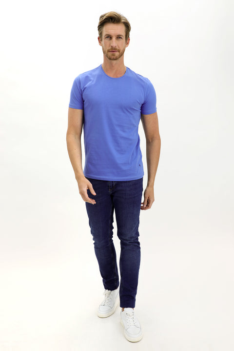 Koyu Havacı Bisiklet Yaka Slim Fit Dar Kesim Pamuk Tişört