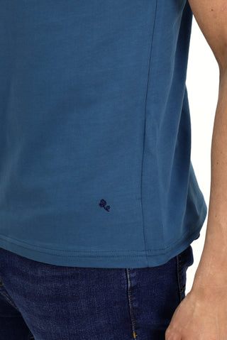 Koyu İndigo Bisiklet Yaka Slim Fit Dar Kesim Pamuk Tişört