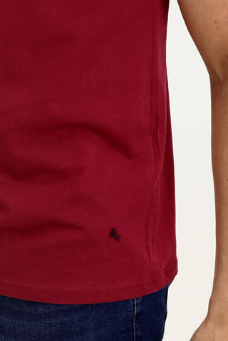  Şarap Bordo Bisiklet Yaka Slim Fit Dar Kesim Pamuk Tişört