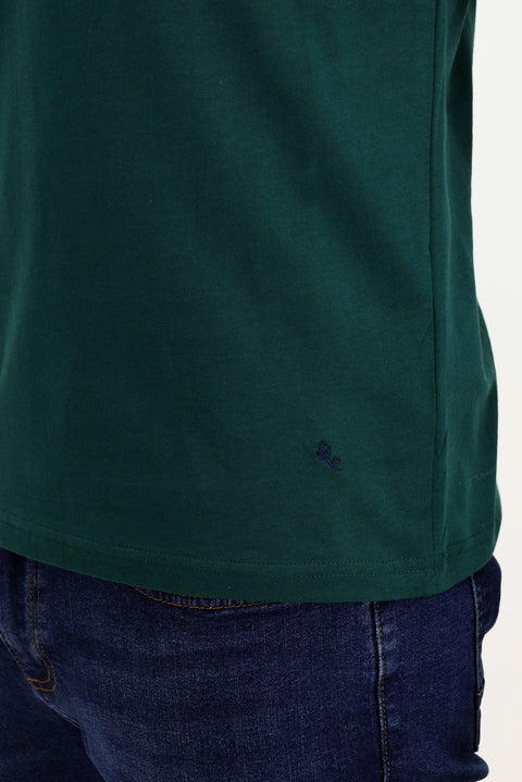 Zümrüt Yeşili Bisiklet Yaka Slim Fit Dar Kesim Pamuk Tişört