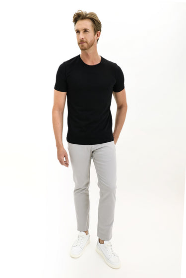 Siyah Bisiklet Yaka Slim Fit Dar Kesim Pamuk Tişört