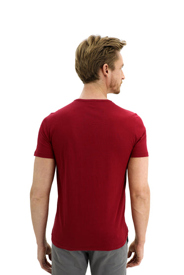 Açık Bordo Bisiklet Yaka Slim Fit Dar Kesim Pamuk Tişört