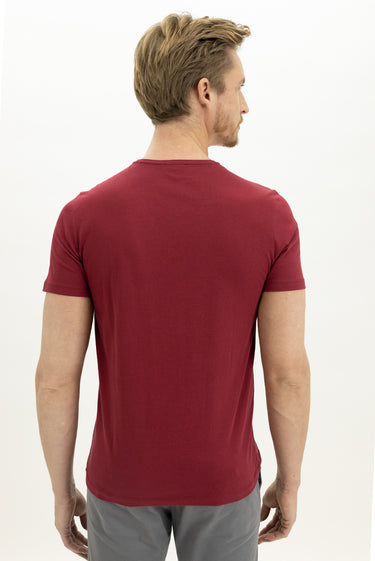 Açık Bordo Bisiklet Yaka Slim Fit Dar Kesim Pamuk Tişört