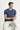  Koyu İndigo V Yaka Slim Fit Dar Kesim Nakışlı Tişört