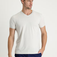 Taş V Yaka Slim Fit Dar Kesim Nakışlı Tişört