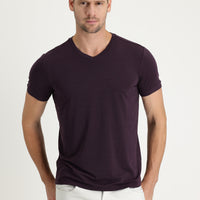 Mürdüm V Yaka Slim Fit Dar Kesim Nakışlı Tişört