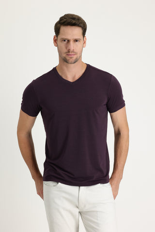 Mürdüm V Yaka Slim Fit Dar Kesim Nakışlı Tişört