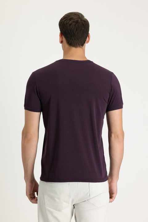 Mürdüm V Yaka Slim Fit Dar Kesim Nakışlı Tişört
