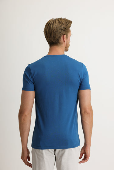 Koyu Petrol V Yaka Slim Fit Dar Kesim Pamuk Tişört