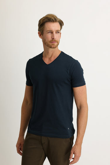Petrol Yeşili V Yaka Slim Fit Dar Kesim Tişört