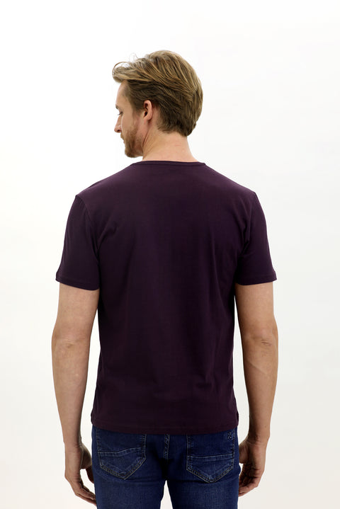 Mürdüm V Yaka Slim Fit Dar Kesim Pamuk Tişört