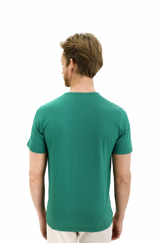  Fıstık Yeşili V Yaka Slim Fit Dar Kesim Pamuk Tişört
