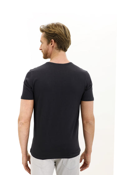 Orta Antrasit V Yaka Slim Fit Dar Kesim Pamuk Tişört