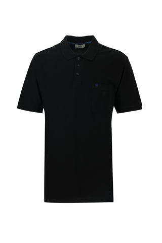  Siyah Cepli Polo Yaka Regular Fit Nakışlı Pamuk Tişört