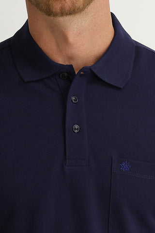  Orta Lacivert Cepli Polo Yaka Regular Fit Nakışlı Pamuk Tişört