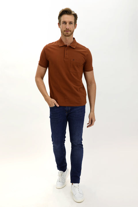 Taba Cepli Polo Yaka Regular Fit Pamuk Tişört