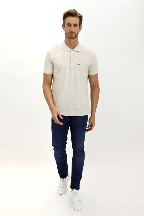 Taş Cepli Polo Yaka Regular Fit Pamuk Tişört