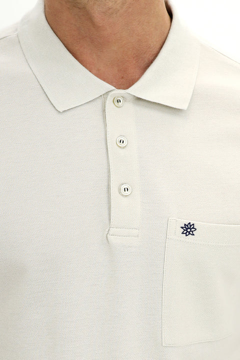 Stone Pocket Polo Collar Regular Fit Cotton T-Shirt