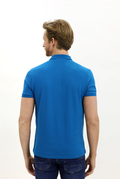 Petrol Yeşili Cepli Polo Yaka Regular Fit Nakışlı Pamuk Tişört