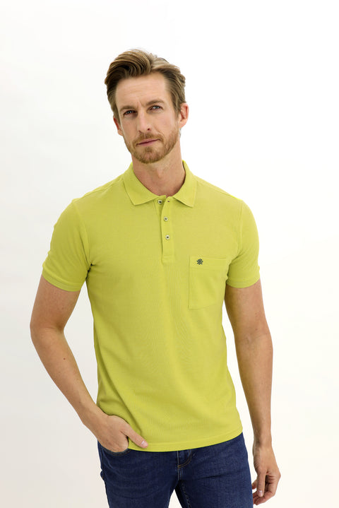 Lime Cepli Polo Yaka Regular Fit Nakışlı Pamuk Tişört