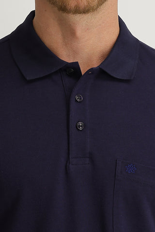 Koyu Mor Cepli Polo Yaka Regular Fit Nakışlı Pamuk Tişört