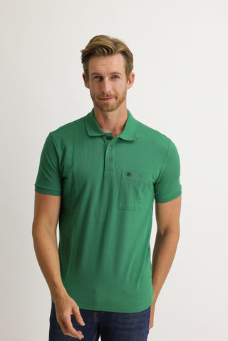  Çağla Yeşili Cepli Polo Yaka Regular Fit Nakışlı Pamuk Tişört