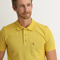 Safran Cepli Polo Yaka Regular Fit Nakışlı Pamuk Tişört