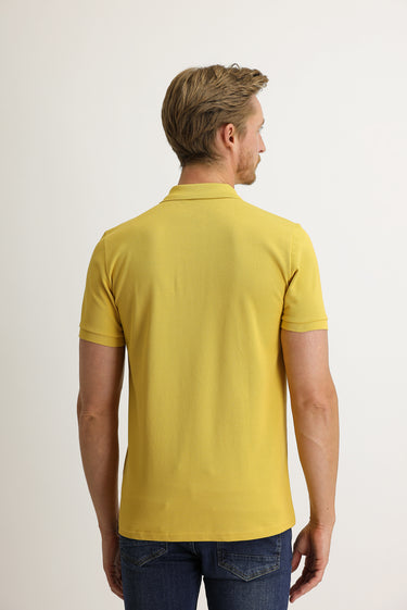 Safran Cepli Polo Yaka Regular Fit Nakışlı Pamuk Tişört